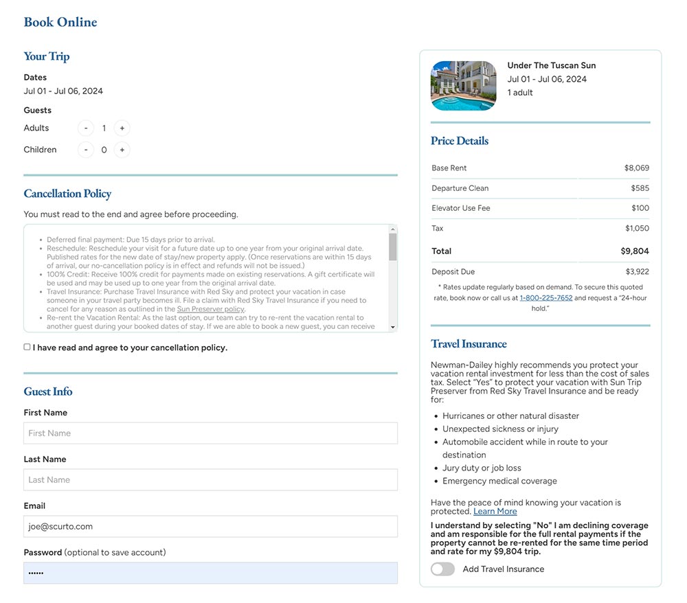 Simple online booking with seamless software integration